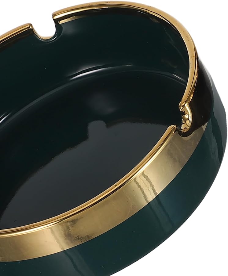 منفضة سيراميك بحافة ذهبية صينية سطح المكتب المحمولة للمنزل المكتب السفر الخارجي - Image 3